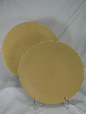 Pier 1 Natural Speckle stoneware earth tone tan color dinner plate x 2
